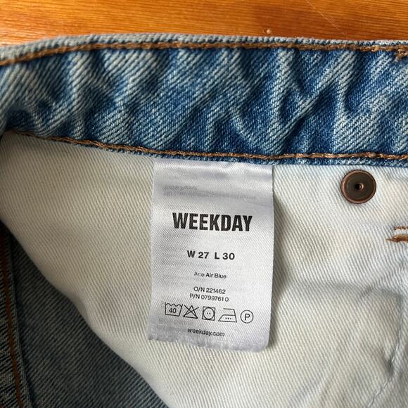 Weekday Women's Wide Leg Jeans Ace Light Wash Air Blue 27 x 30 - Picture 4 of 5